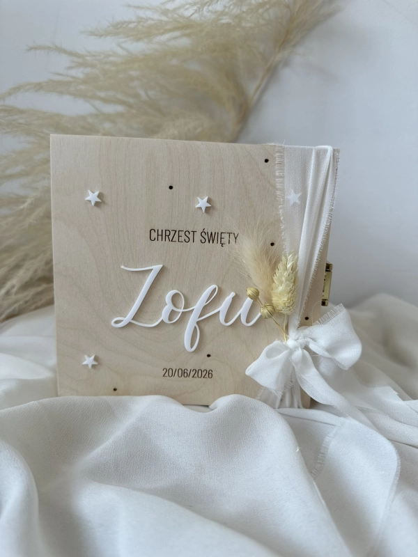 Pudełko drewniane na świecę i szatkę, chrzest święty, świeca na chrzest święty, gromnica na chrzest święty
