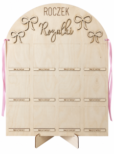 Drewniana tablica Roczek Rozalki z miesiącami.png